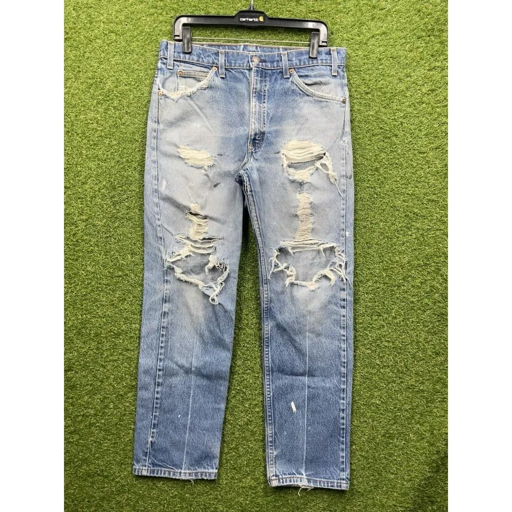 Vintage Levis 575 Jeans Mens 32x30 Orange Tab Distressed Faded Casual Workwear
